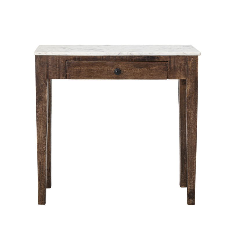 Console meuble marbre blanc et bois - Iso