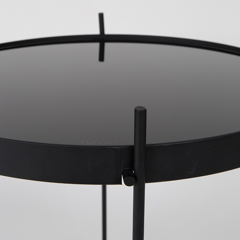 Petite table d'appoint ronde noire plateau en verre - Cupid 