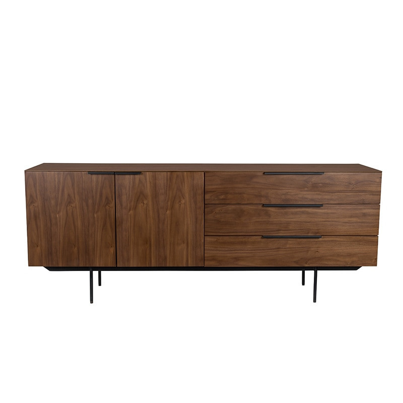 Buffet design avec tiroirs en bois placage noyer Travis Zuiver