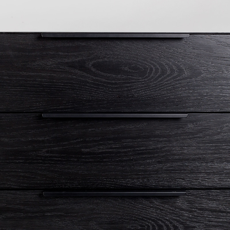 Buffet noir avec tiroirs en bois placage chêne - Travis 
