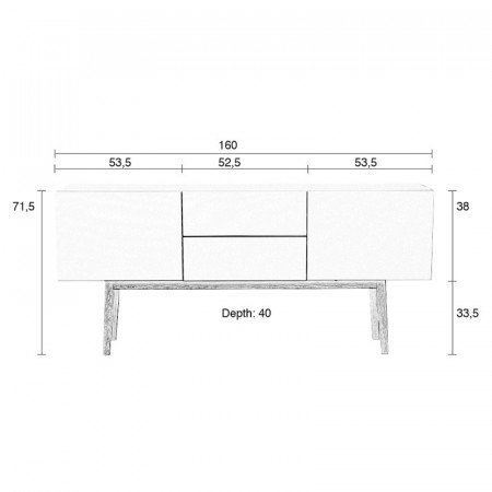 Buffet blanc laqué style scandinave 2 portes et 2 tiroirs - High 