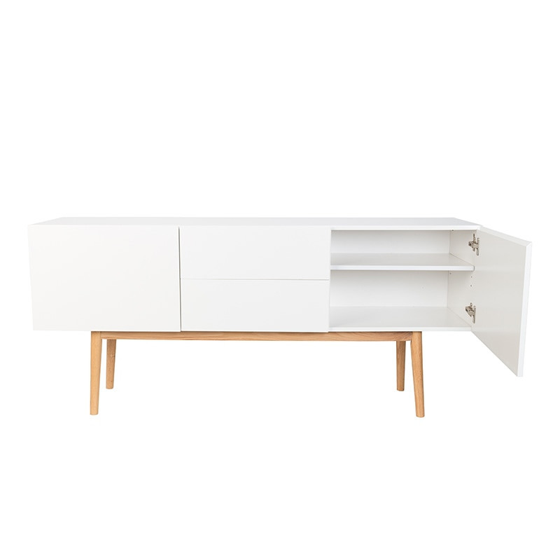 Buffet blanc laqué style scandinave 2 portes et 2 tiroirs - High 