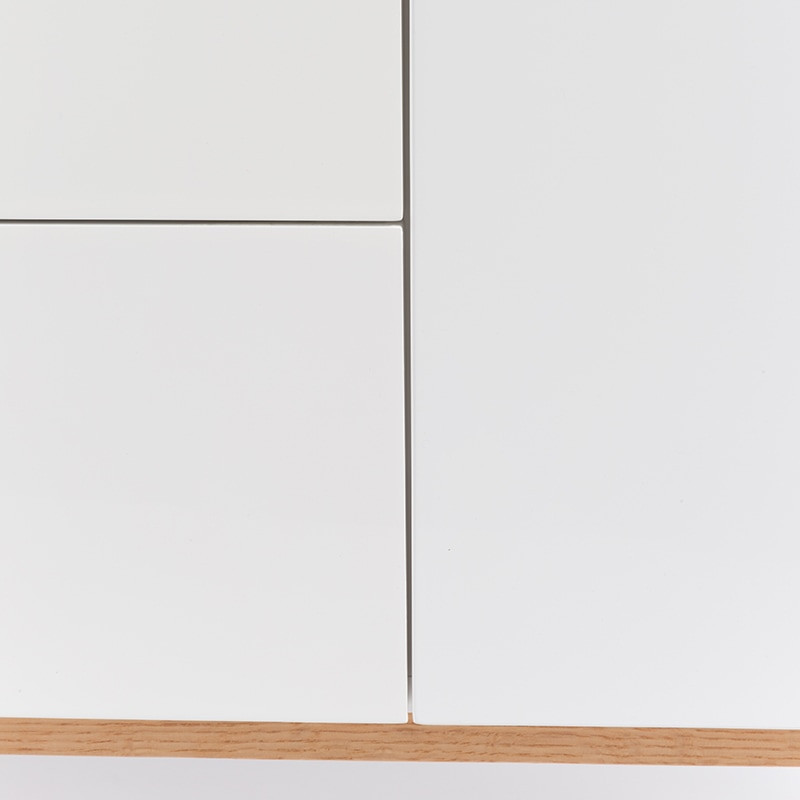 Buffet laqué blanc scandinave 120cm, 1 porte et 2 tiroirs - High 