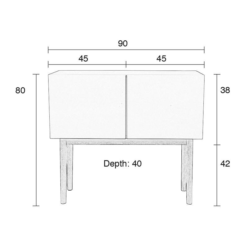 Petit buffet scandinave laqué blanc 2 portes - High 