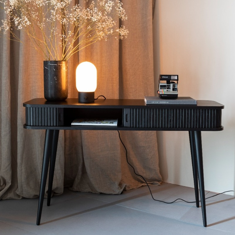 Console meuble design noir en bois avec rangement Barbier Zuiver