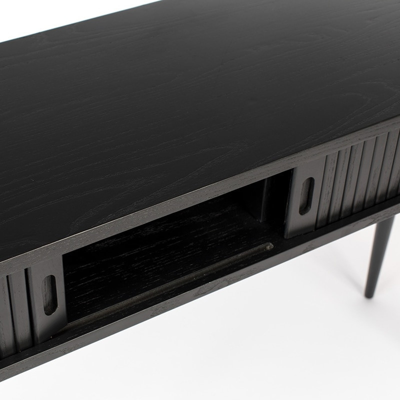 Console meuble design noir en bois avec rangement - Barbier 