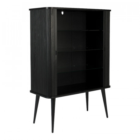 Buffet haut noir vintage portes coulissantes - Barbier 