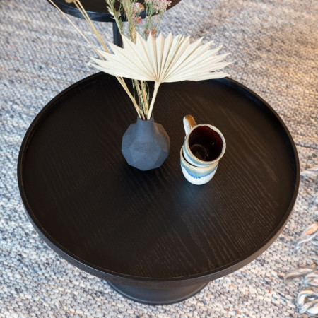 Table basse ronde noire en bois Jason Zuiver