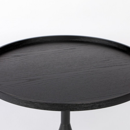 Petite table basse noire ronde en bois - Jason 