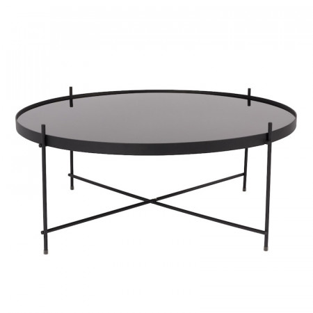 Table basse ronde noire plateau en verre Cupid Zuiver