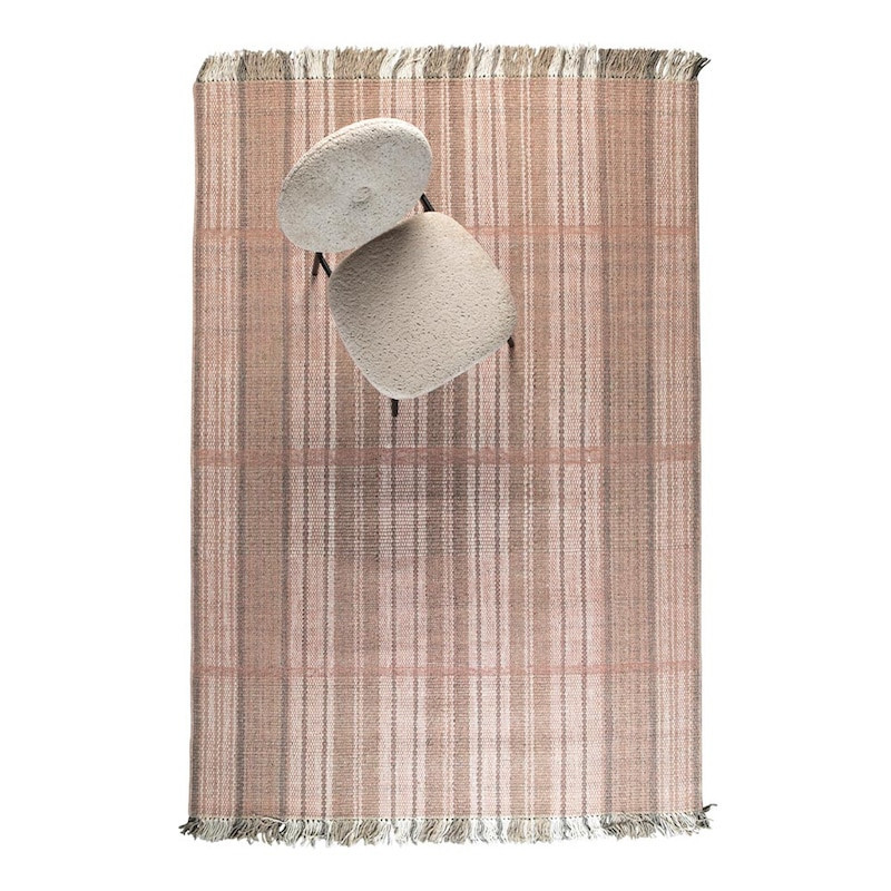 Tapis rose beige tissage laine avec franges 160x230 - Jazz 