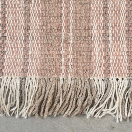 Tapis rose beige tissage laine avec franges 160x230 - Jazz 