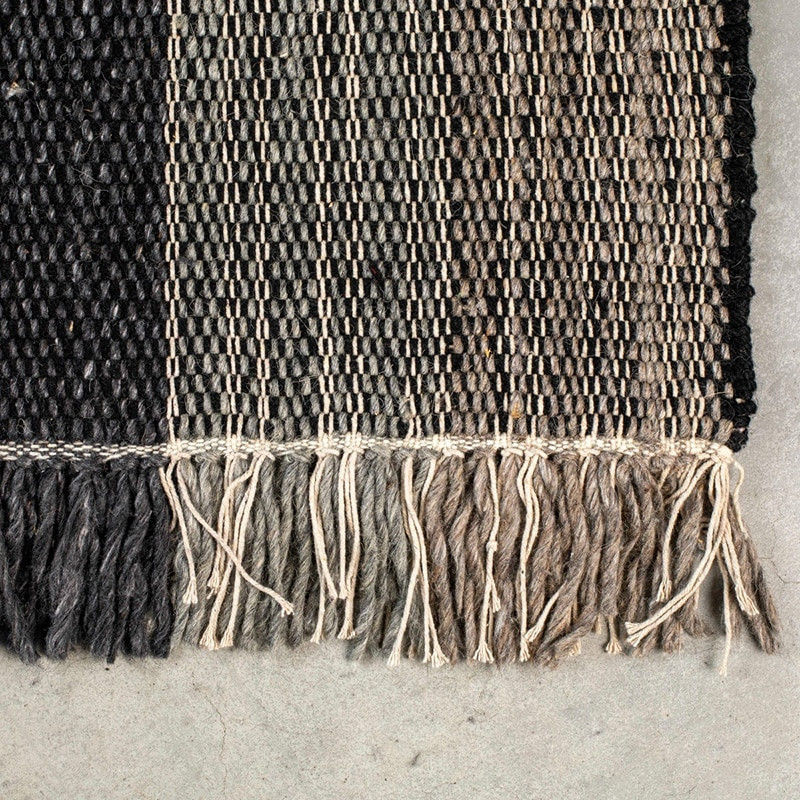 Tapis marron beige tissage laine avec franges 160x230 - Jazz 