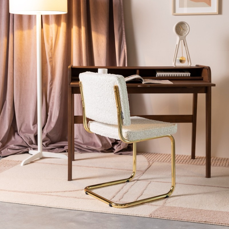 Tapis moquette rose et blanc crème motifs géométriques Bliss Zuiver