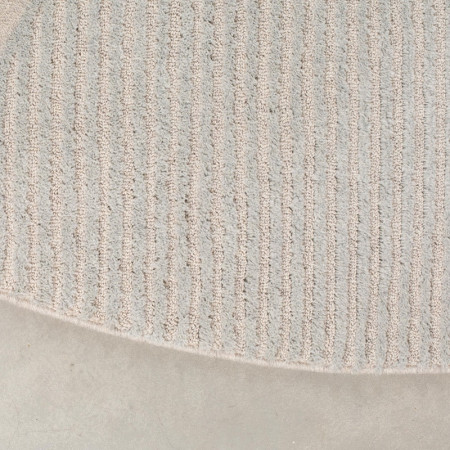 Tapis moquette rond bleu et blanc crème motifs géométriques 240cm - Bliss 