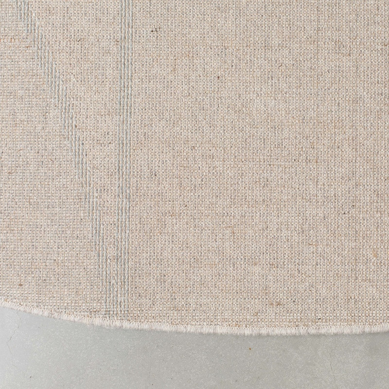 Tapis moquette rond bleu et blanc crème motifs géométriques 240cm - Bliss 