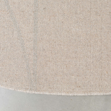 Tapis moquette rond bleu et blanc crème motifs géométriques 240cm - Bliss 