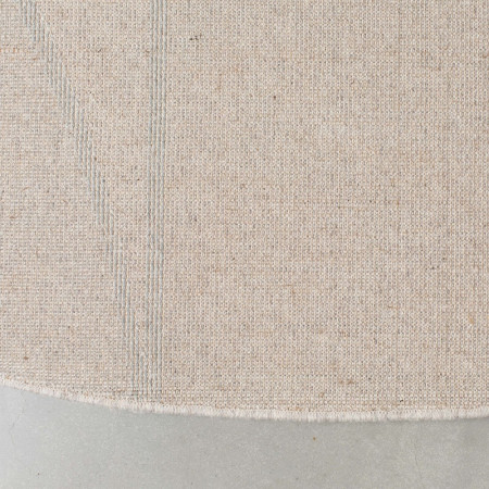 Tapis moquette rond bleu et blanc crème motifs géométriques 240cm - Bliss 