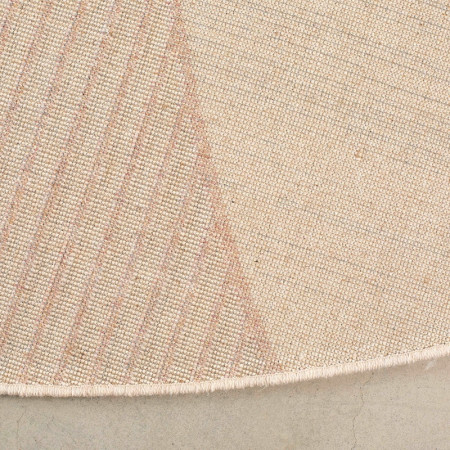 Tapis moquette rond rose et blanc crème motifs géométriques 240cm - Bliss 