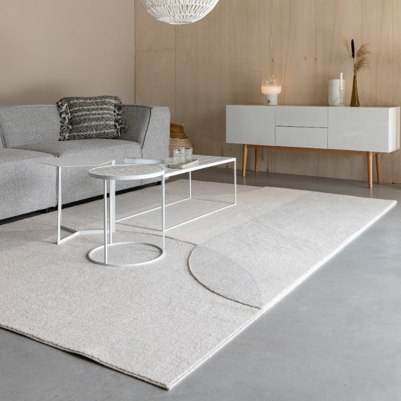 Tapis beige à poils longs forme organique - Coup de Cœur Design