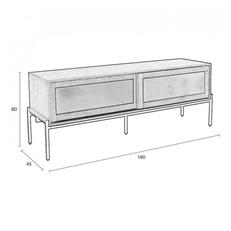 Meuble TV design placage noyer et métal noir - Hardy 