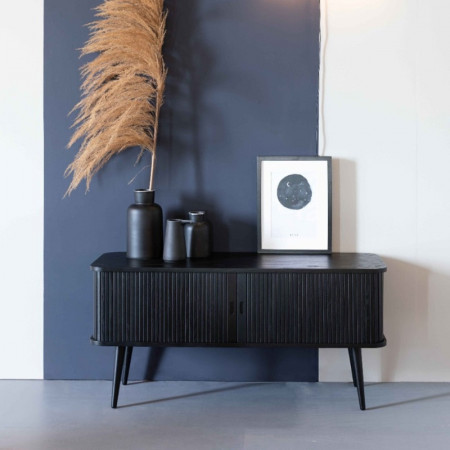 Meuble TV noir design portes coulissantes Barbier Zuiver