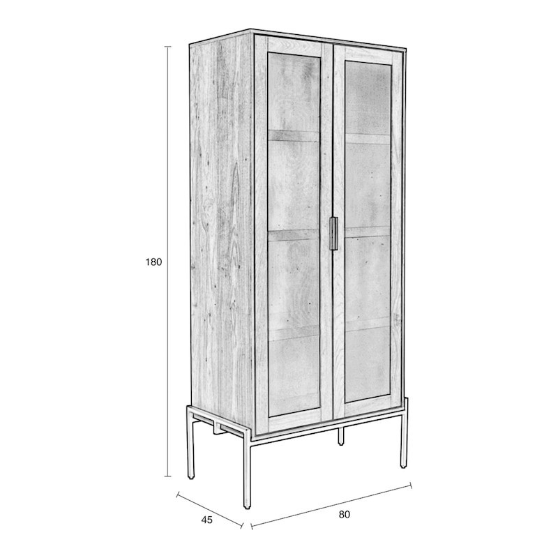 Meuble vitrine design noir en bois et métal - Hardy 