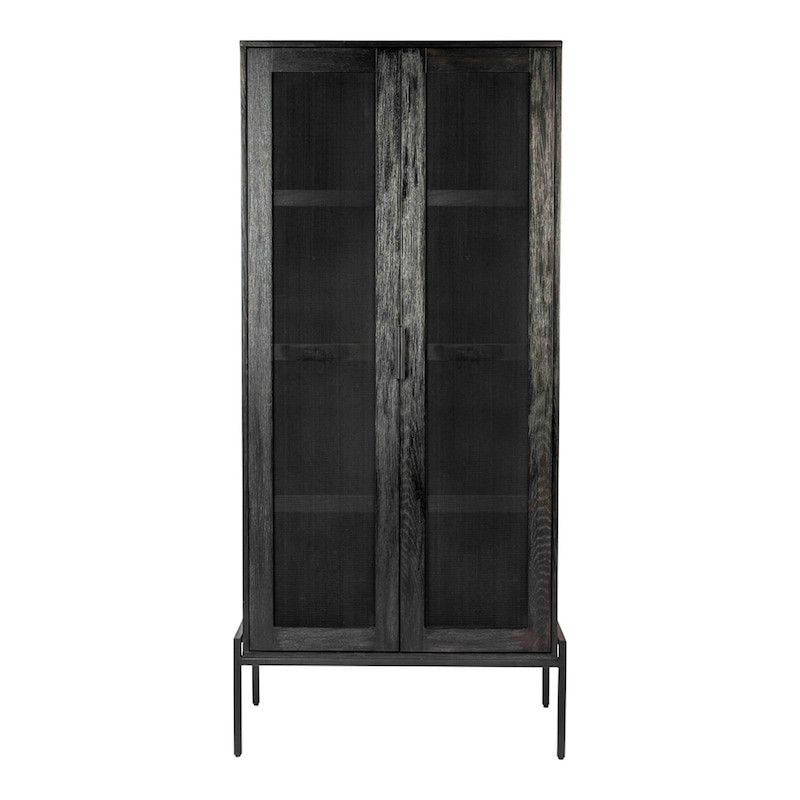 Meuble vitrine design noir en bois et métal - Hardy 