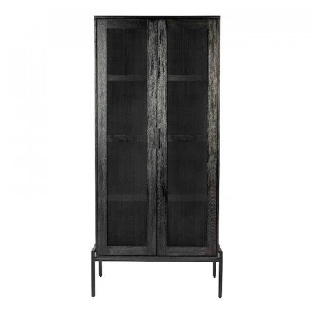 Meuble vitrine design noir en bois et métal - Hardy 