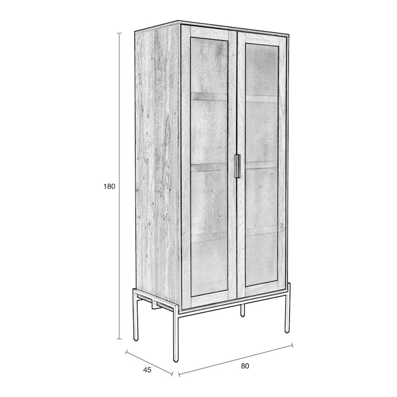 Meuble vitrine design placage noyer - Hardy 