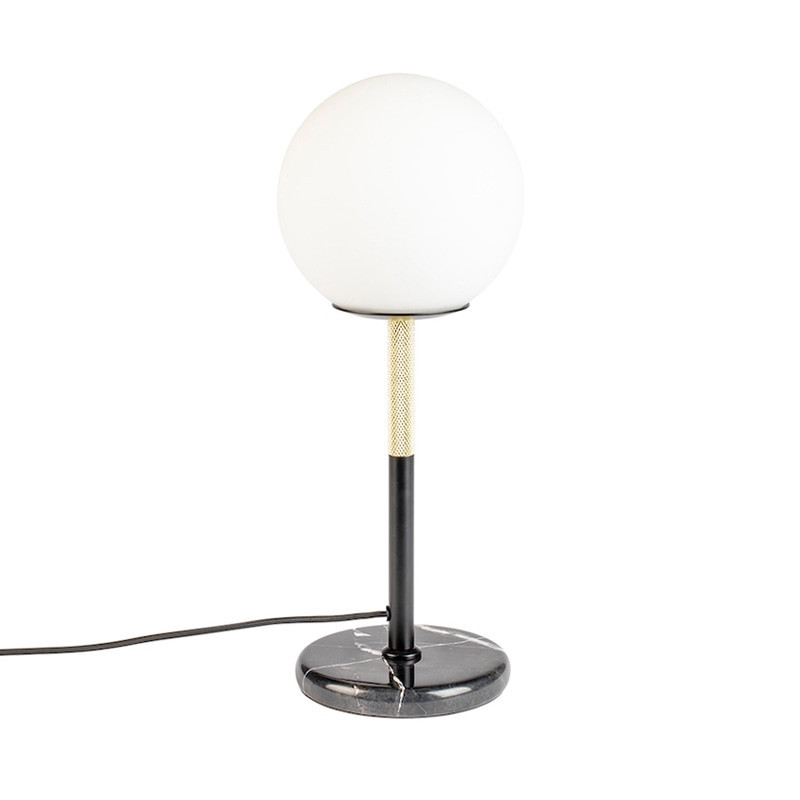 Lampe design globe blanc en métal noir et doré Orion Zuiver