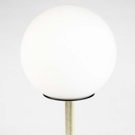 Lampe design à poser globe blanc en métal noir et doré - Orion 