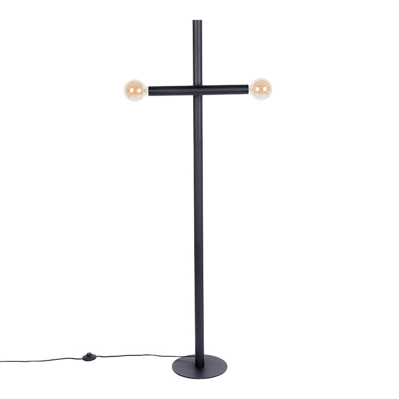 Lampadaire design métal noir 2 ampoules Hawk Zuiver