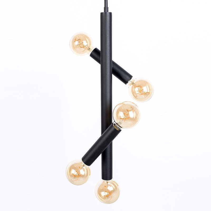 Lustre design métal noir 5 ampoules - Hawk 