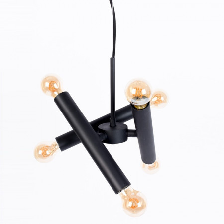 Lustre design métal noir 6 ampoules - Hawk 