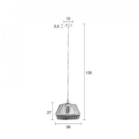 Suspension luminaire cage oiseau en métal et rotin - Birdy 