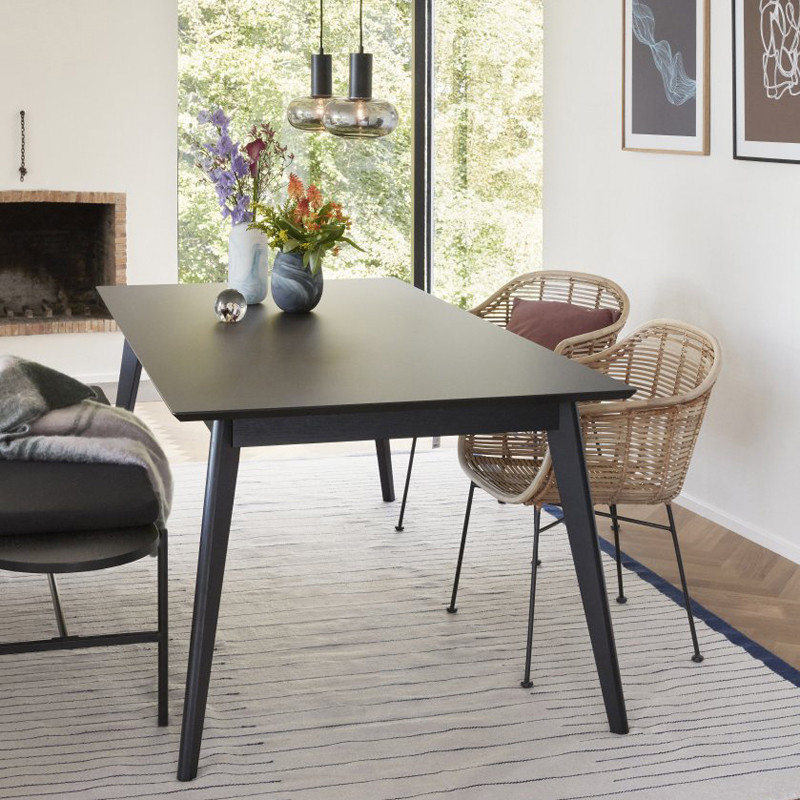 Table noir en bois rectangulaire Hubsch - Ever