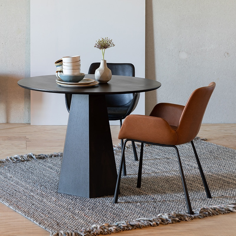 Petite table de repas ronde 2 à 4 personnes en bois massif naturel