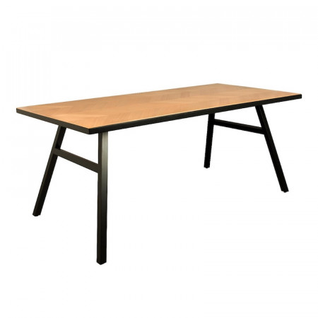 Table bois métal plateau motif chevron Seth Zuiver