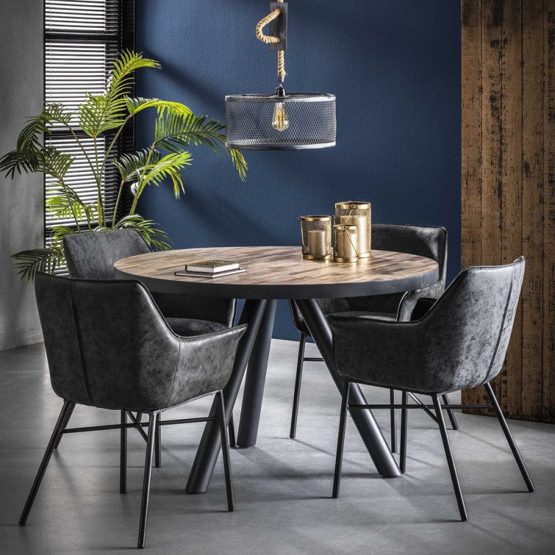 Chaise design style industriel noir avec accoudoirs - Vex