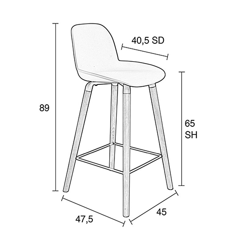 Tabouret de bar scandinave noir - Albert Référence : CD_Tbr32C-02