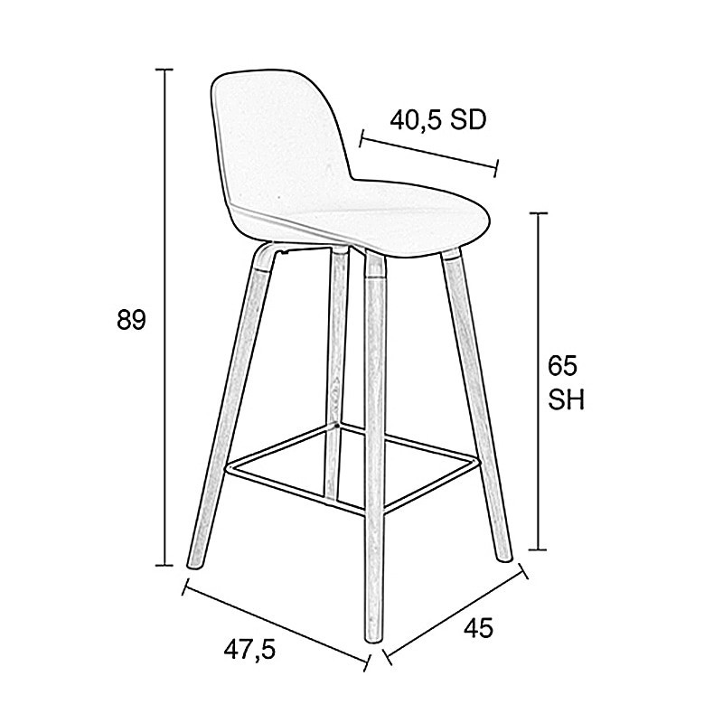 Tabouret de bar scandinave rose - Albert 