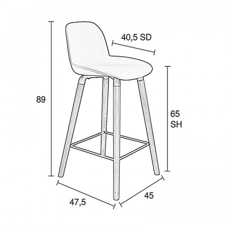 Tabouret de bar scandinave rose - Albert 