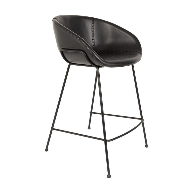 Tabouret de bar noir design simili cuir Feston Zuiver