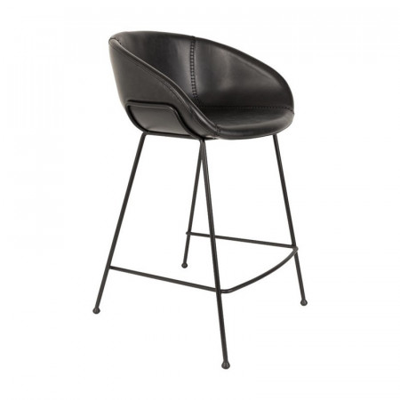 Tabouret de bar noir design simili cuir Feston Zuiver