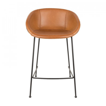 Tabouret de bar marron design simili cuir Feston Zuiver