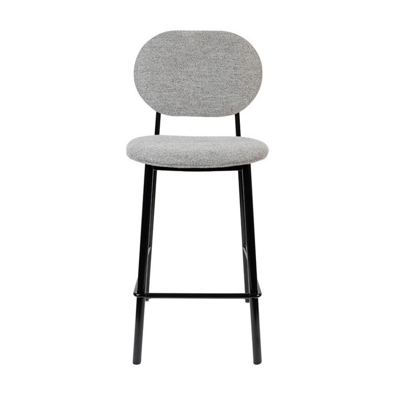 Tabouret de bar design tissu gris et pieds métal noir Spike Zuiver