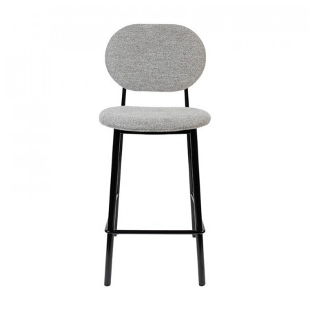 Tabouret de bar design tissu gris et pieds métal noir Spike Zuiver