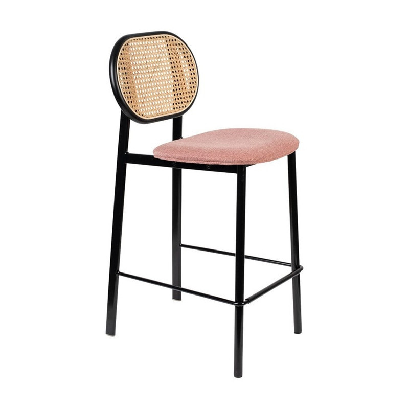 Tabouret de bar cannage et rose Spike Zuiver