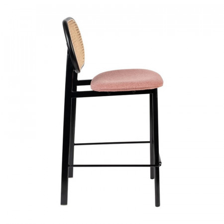 Tabouret de bar cannage et tissu rose - Spike 